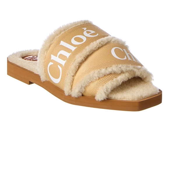Chloe Shoes - Chloe shearling woody sandals slides Size 39 8.5